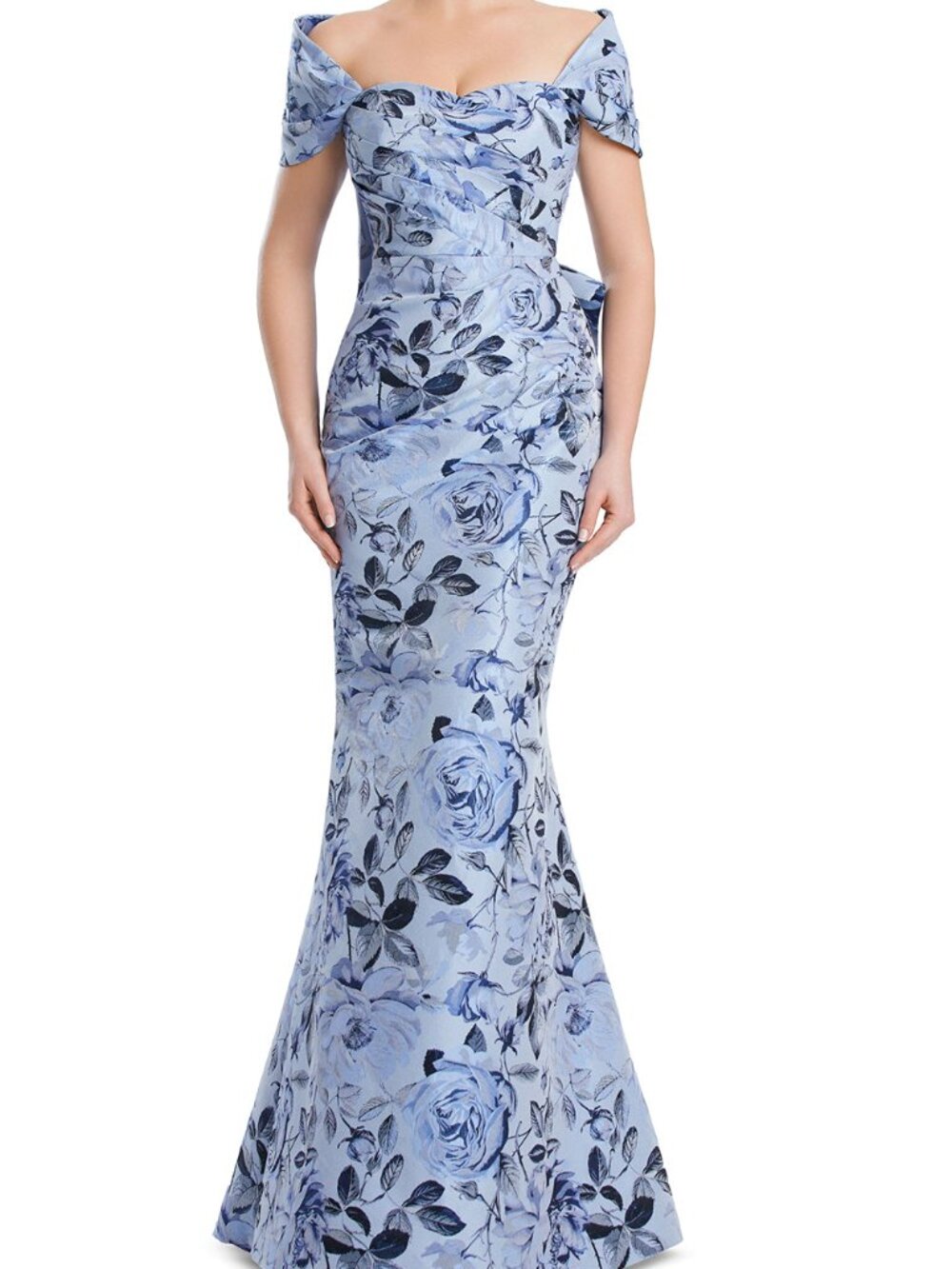 NWT Alexander by Daymor 3206S26 Off Shoulder Formal Gown Ice blue Multi size 8